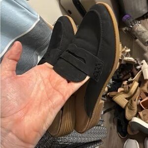 Cynthia Rowley Black Loafers with Tan Sole